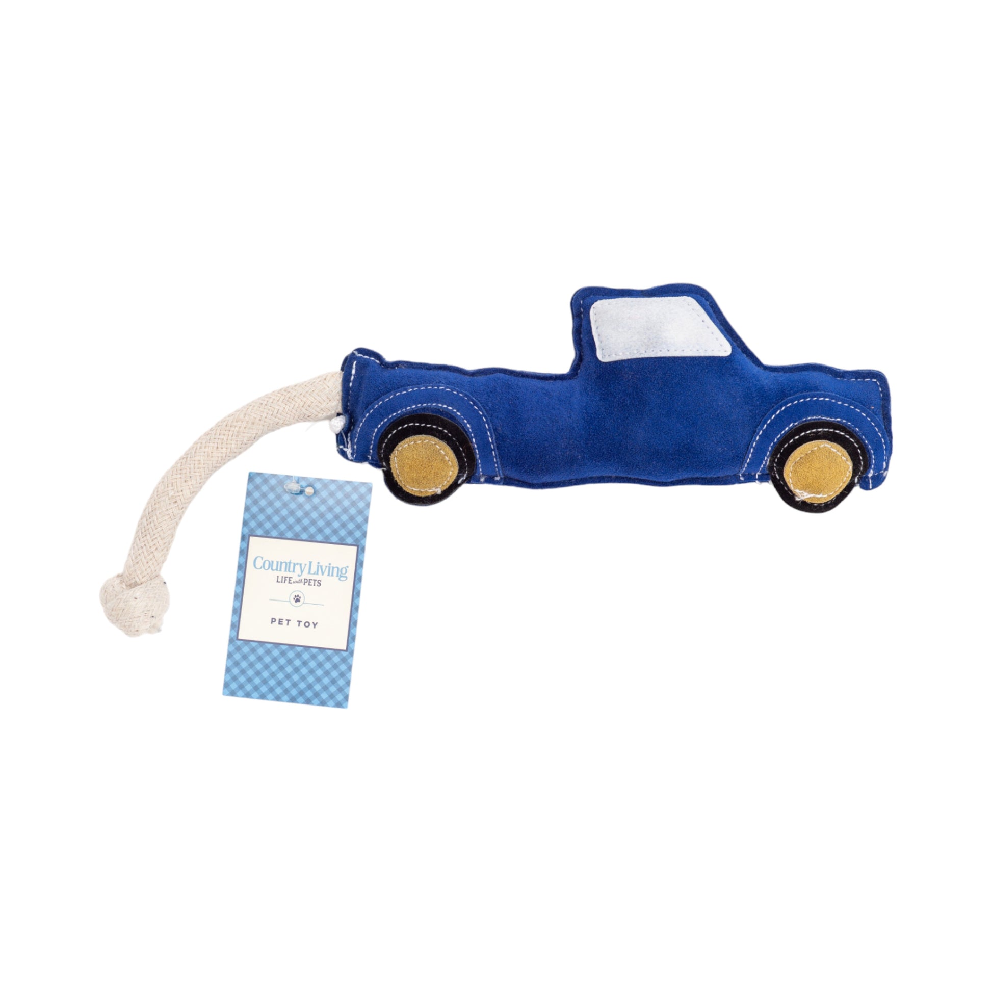 Dog Chew Toy Faux Leather Blue Pickup Truck Safe Non-Toxic - Main Feature View | Majestic Pet Kingdom
