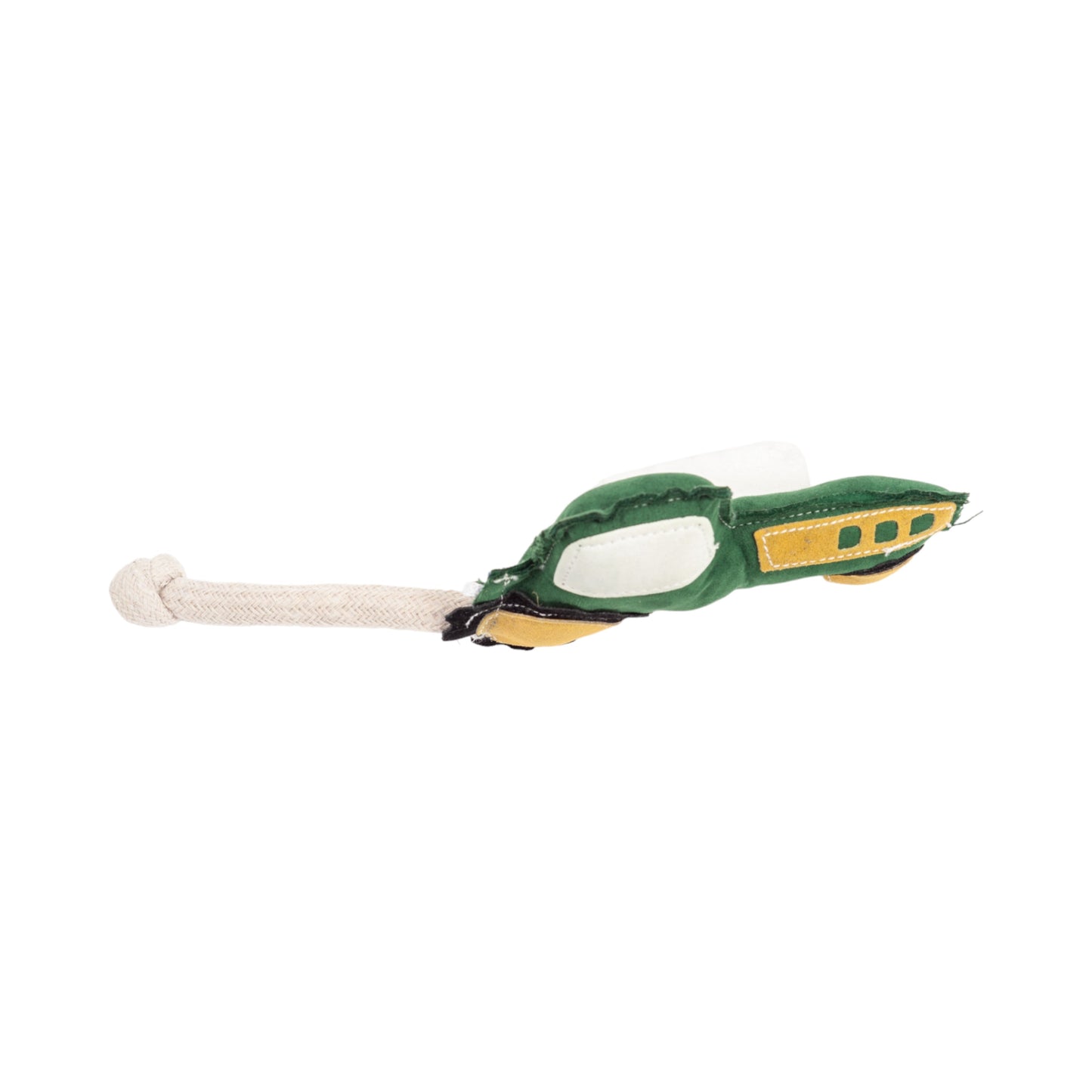Dog Chew Toy Faux Leather Green Tractor Safe Non-Toxic Pet - Detail Angle 3 | Majestic Pet Kingdom