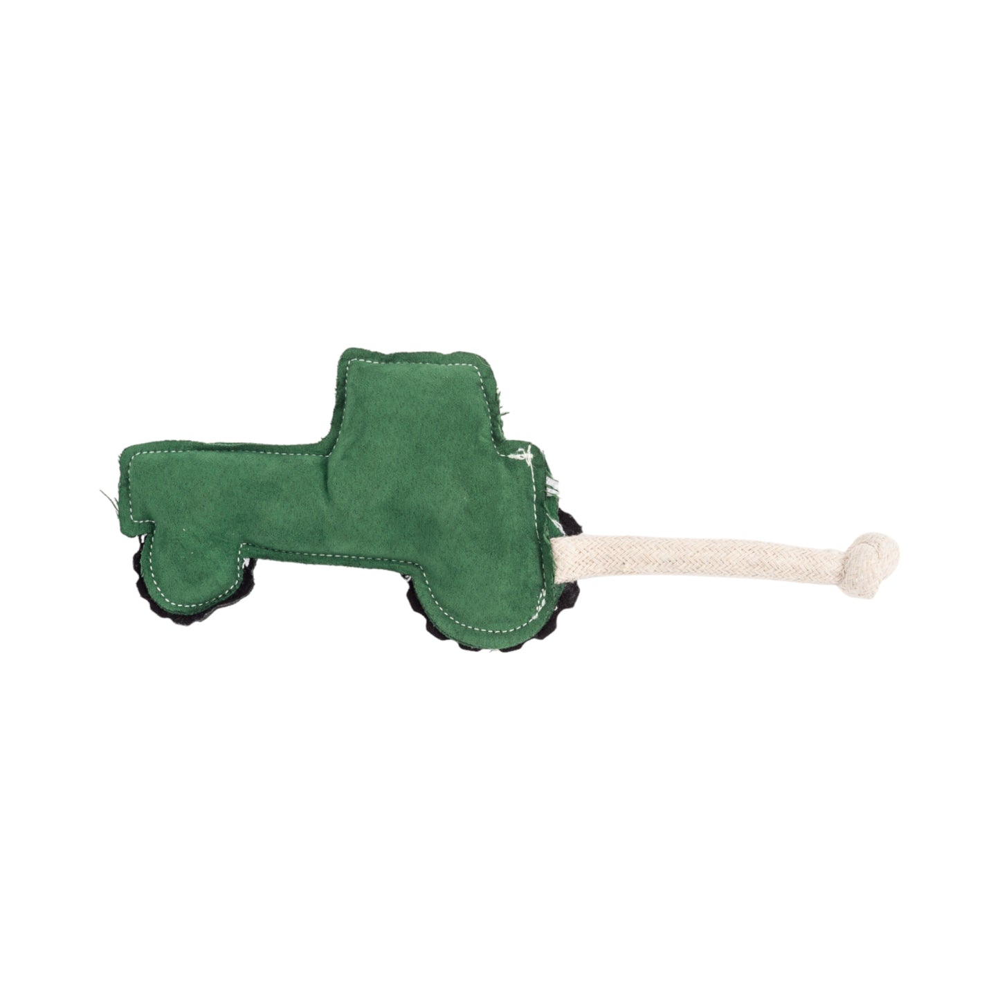 Dog Chew Toy Faux Leather Green Tractor Safe Non-Toxic Pet - Detail Angle 5 | Majestic Pet Kingdom