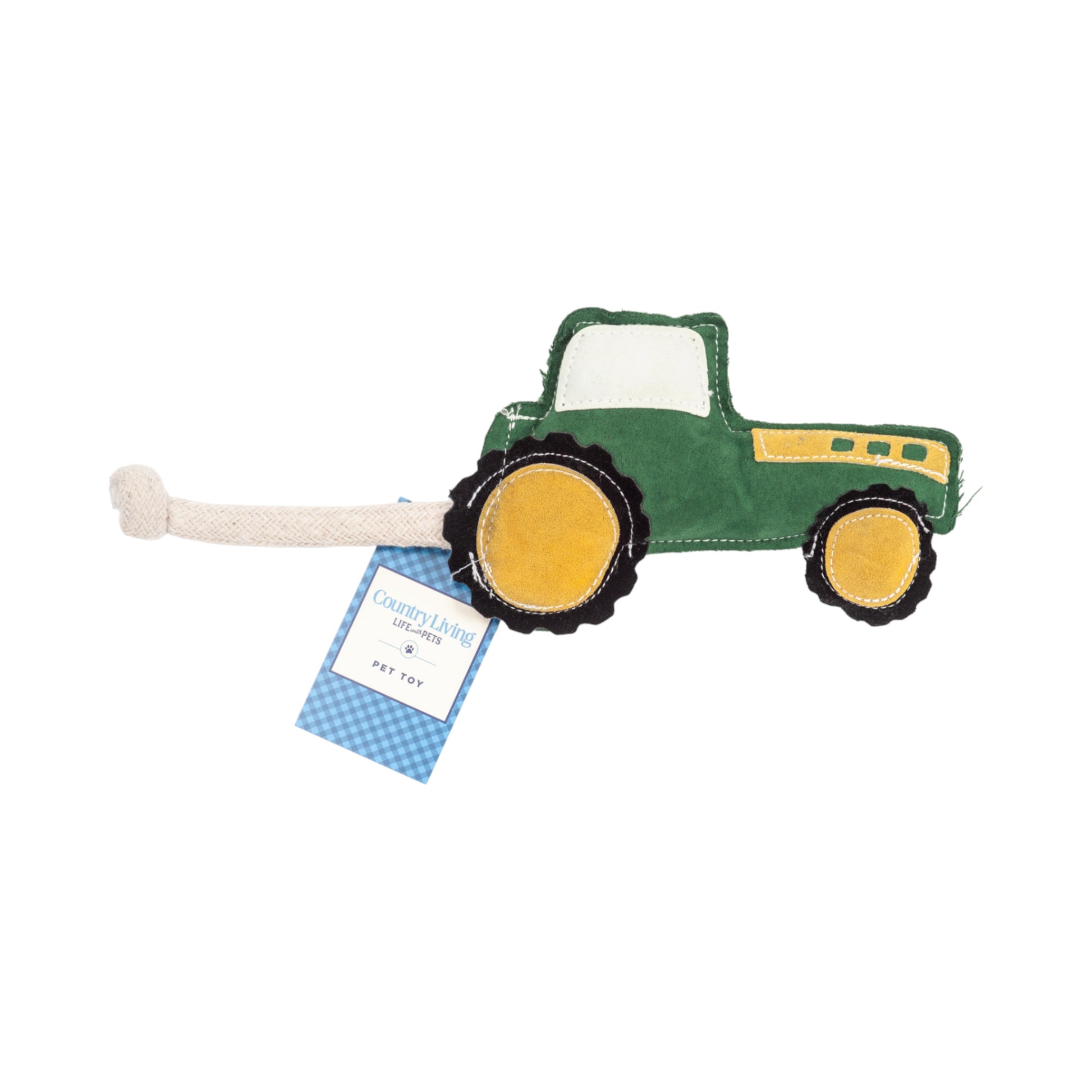Dog Chew Toy Faux Leather Green Tractor Safe Non-Toxic Pet - Main Feature View | Majestic Pet Kingdom