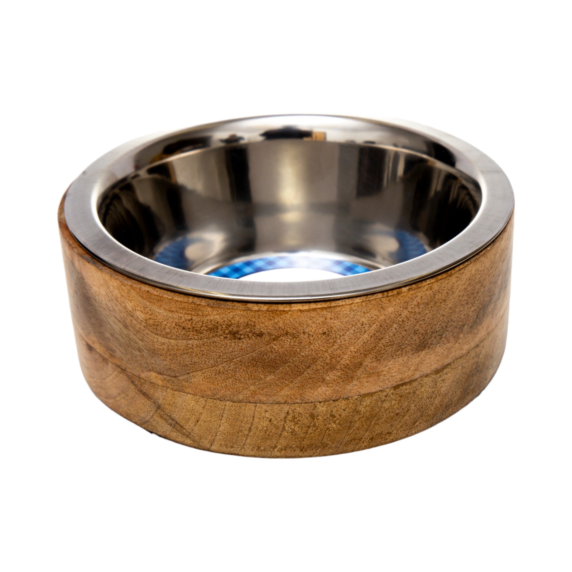 Stainless Steel Dog Bowl with Cylindrical Mango Wood Stand - Majestic Pet Kingdom