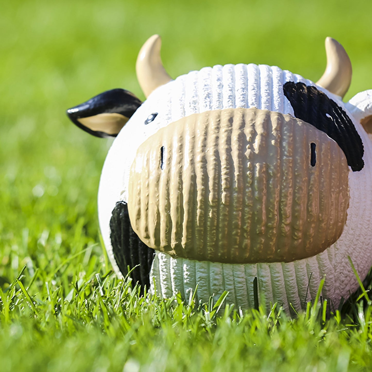 Dog Toy Dottie Cow Ruff-Tex Latex Ball Large Squeaky Fetching - Detail Angle 3 | Majestic Pet Kingdom