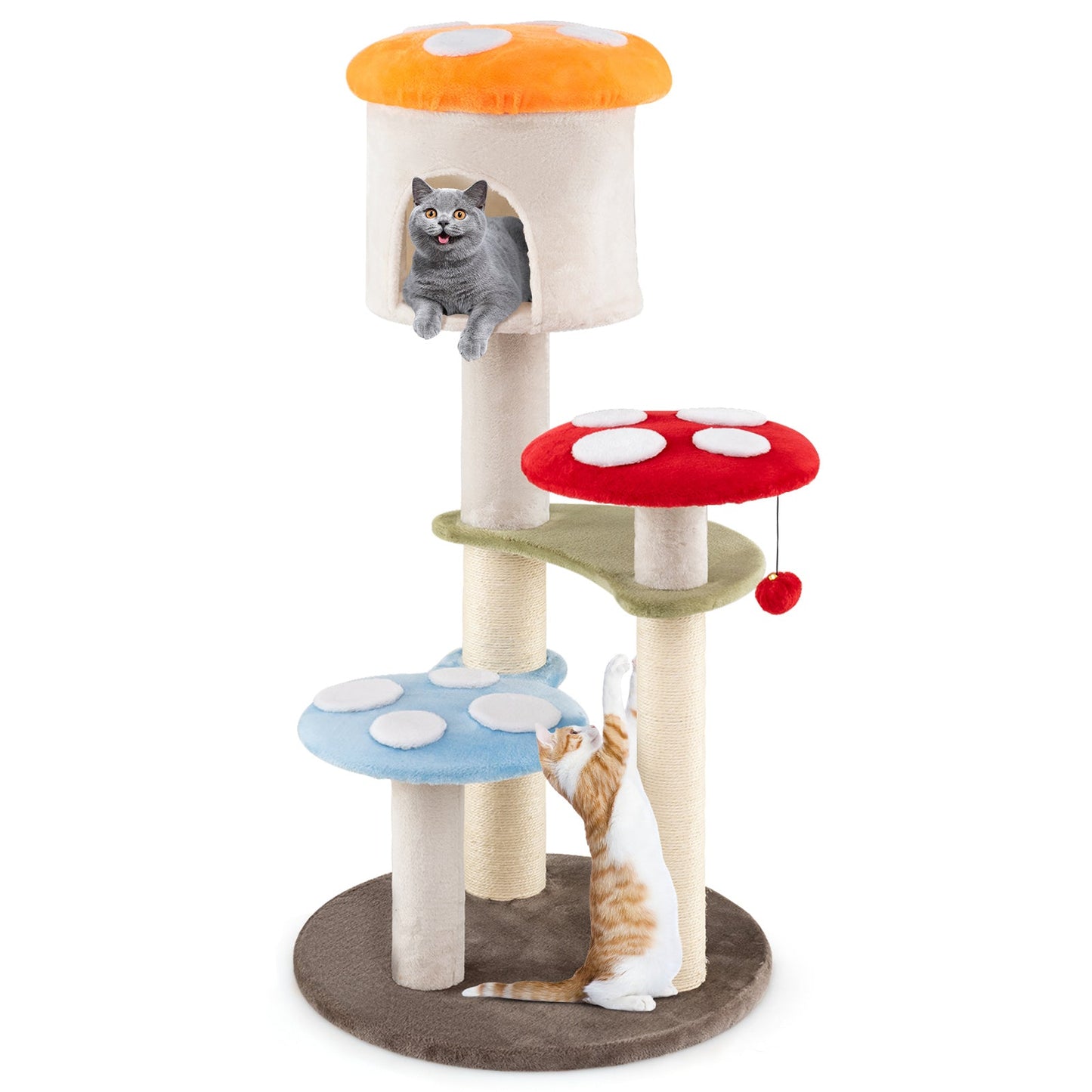Cat Tree Mushroom Theme Tower Sisal Posts Top Condo Multi - Detail Angle 3 | Majestic Pet Kingdom
