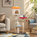 Cute Mushroom Cat Tree with Sisal Scratching Posts Top Condo and Padded Platforms-Multicolor - Majestic Pet Kingdom