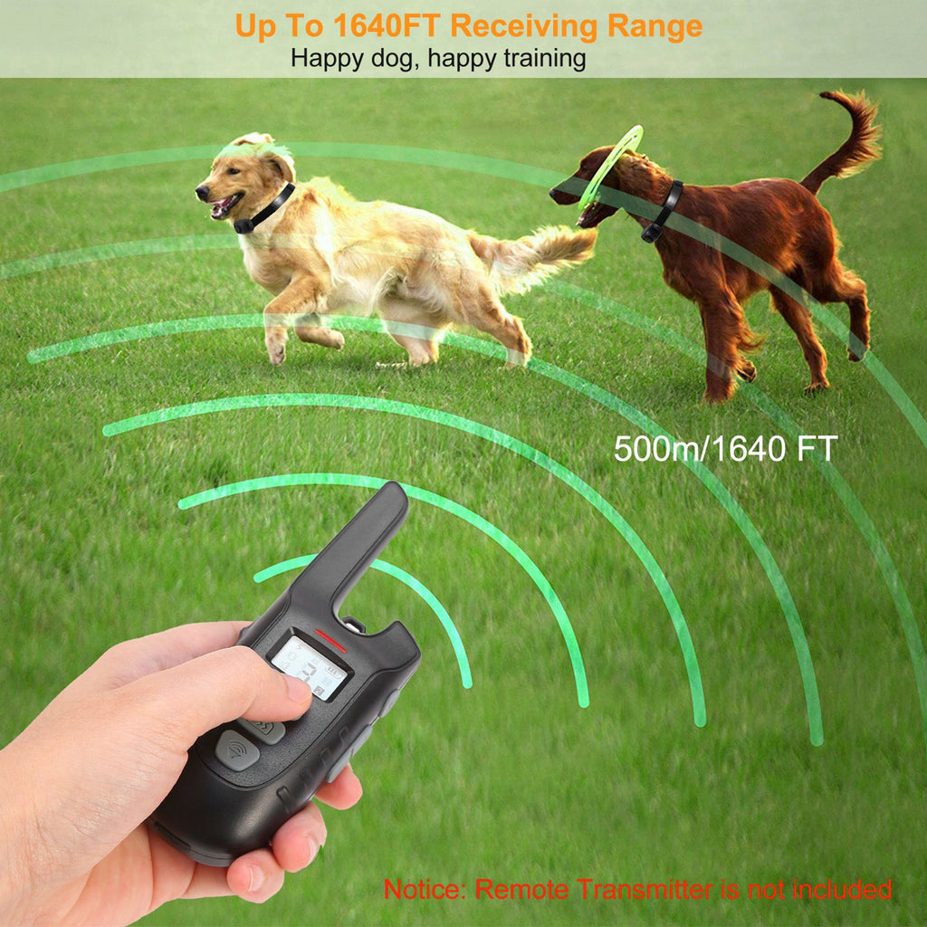 Dog Bark Collar IP67 Waterproof Rechargeable Dog Training Receiver Shock Collar Receiver with Beep Vibration Shock 9 Levels 1640ft Remote Range - Majestic Pet Kingdom