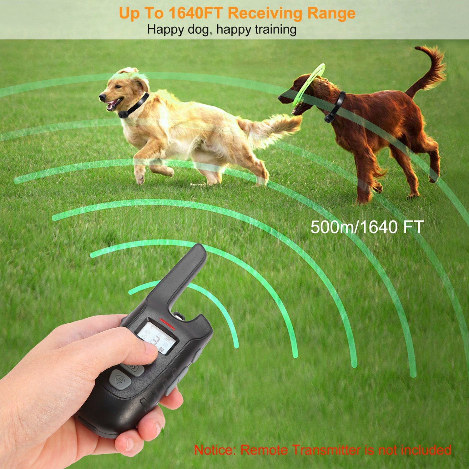 Dog Bark Collar IP67 Waterproof Rechargeable Dog Training Receiver Shock Collar Receiver with Beep Vibration Shock 9 Levels 1640ft Remote Range - Majestic Pet Kingdom