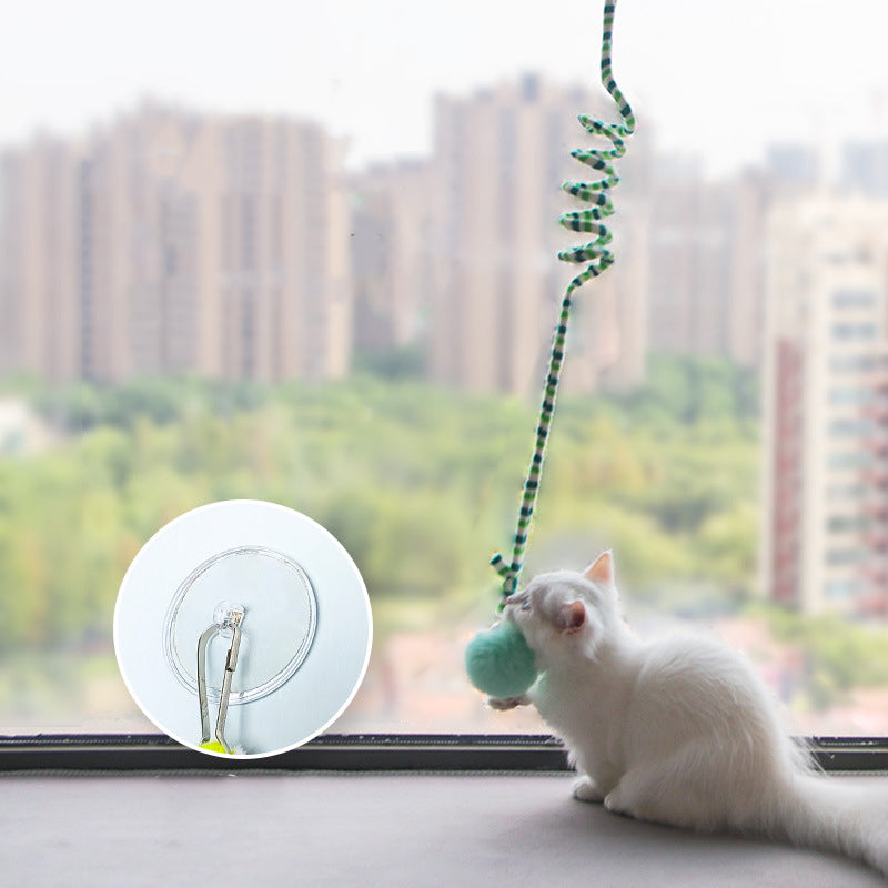 Spring Toy For Kittens Bell Stick Inflatable Ball Self Relieves Boredom Hanging Door Suction Cup Cat Supplies
