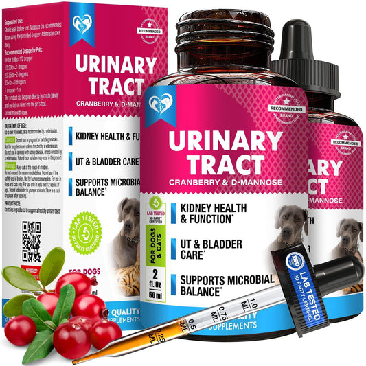 Pet UTI Drops Cranberry D-Mannose Bladder Care 60ml 2-Pack