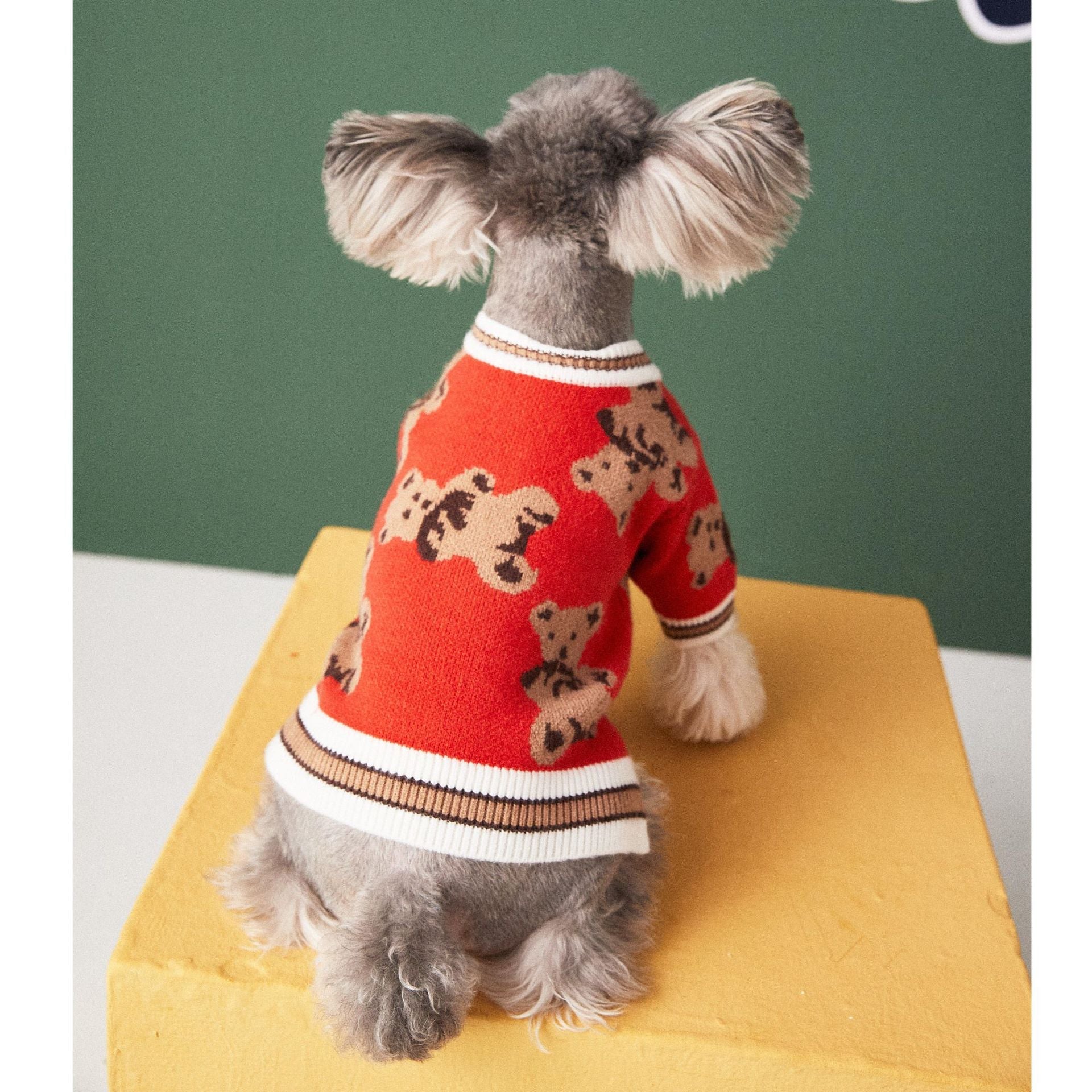 Dog Cat Sweater Preppy Style V-neck Striped Vest Pet Puppy Winter Warm Clothes Apparel For Dogs Cats - Majestic Pet Kingdom