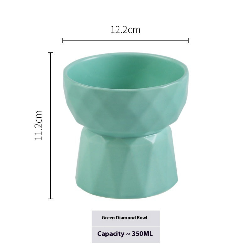 Ceramic High Foot Cervical Protection Pet Bowl - Majestic Pet Kingdom