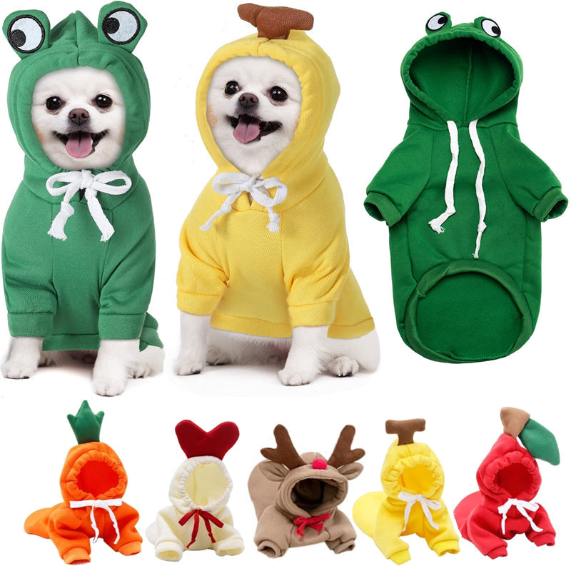 Cute Fruit Dog Clothes For Small Dogs Hoodies Winter Warm Fleece Pet Clothing Puppy Cat Costume Coat For French Chihuahua Outfit - Premium Pet Accessory