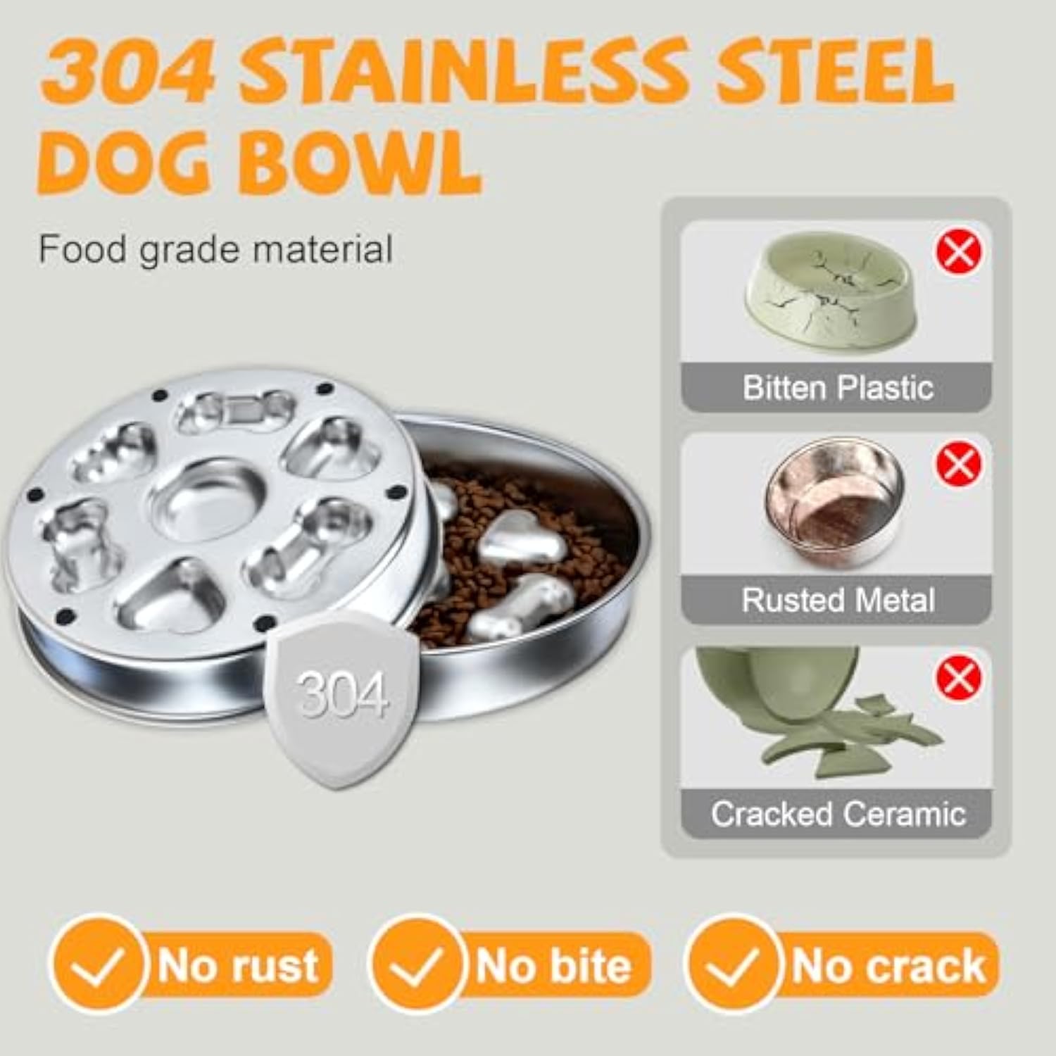 Slow Feeder Dog Bowls  Non-Slip Metal Dog Food Bowls With Heart And Bones Design For Small Medium Large Dogs | Purrfect Pet Kingdom