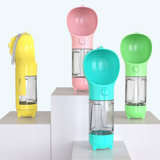 Dog Water Bottle 3-in-1 Travel Drinker Feeder Poop Bag Holder