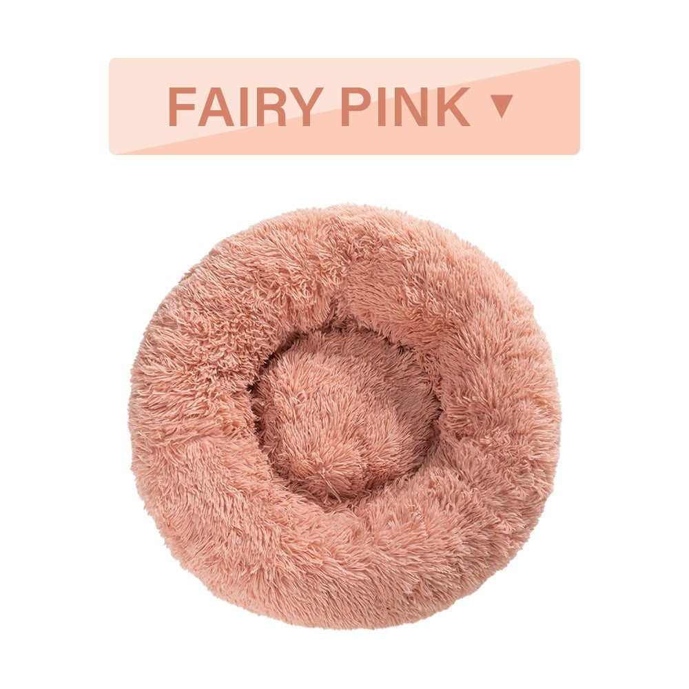 Fluffy Donut Dog Bed Warm Soft Long Plush Pet Cushion Dog House Cat Bed Washable Pet Sofa Mat Calming Samll Large Dog Beds - Majestic Pet Kingdom
