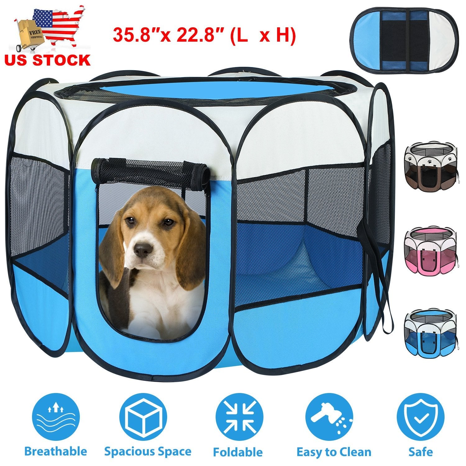 Portable Foldable Pet Tent Exercise Pen Kennel Removable Zipper Top and Bottom Water Resistant Indoor Outdoor Use For Dogs Cats Other Pets - Majestic Pet Kingdom