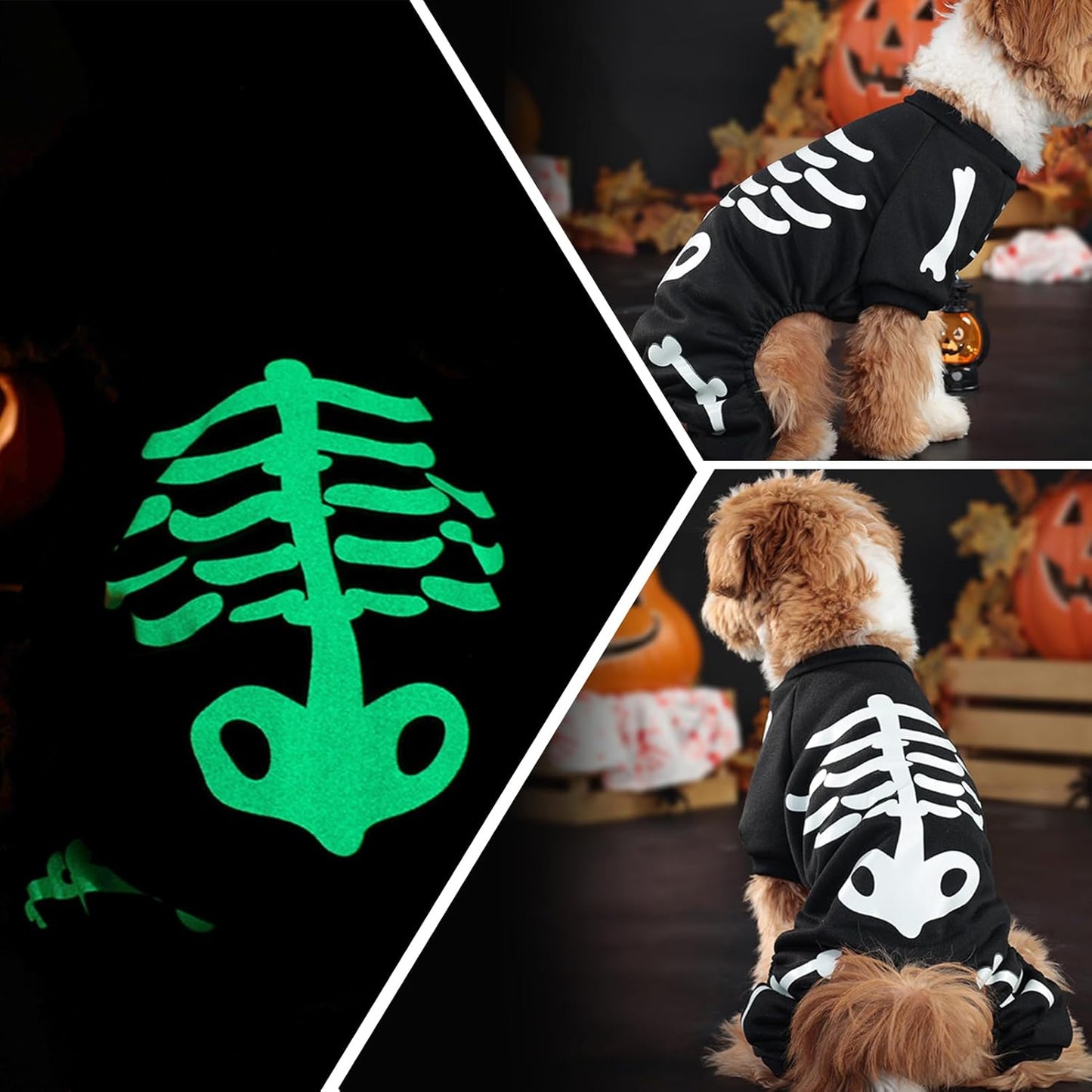 Dog Costume Skeleton Glow in the Dark Halloween Jumpsuit