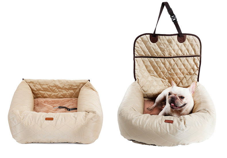 2-in-1 Folding Dog Car Seat Carrier Bed Waterproof Mat