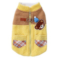 Cute Bear Embroidered Pet Fleece Jacket With Plaid Pockets, Warm Zippered Dog Coat With Leash Ring For Small Dogs - Majestic Pet Kingdom