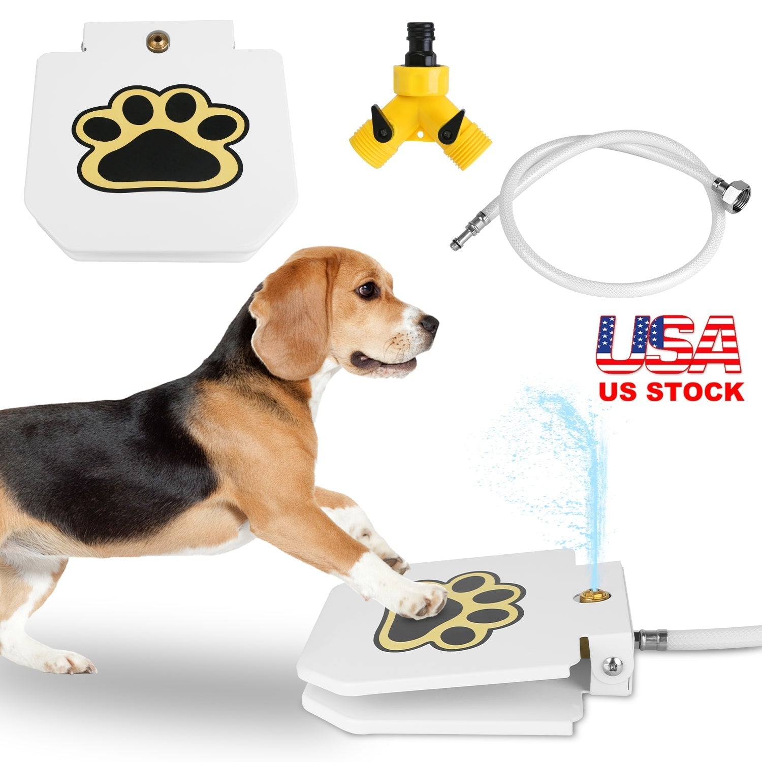 Dog Water Fountain Outdoor Dog Pet Water Dispenser Step-on Activated Sprinkler w/ Interactive Paw Pedal Valve for Drinking Fresh Water - Majestic Pet Kingdom