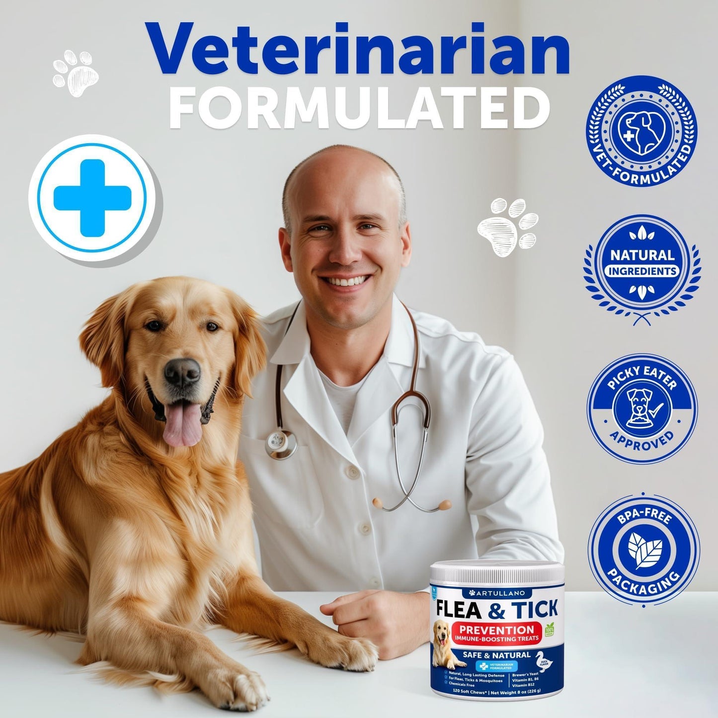 Flea & Tick Chews for Dogs - 240 Count Vitamin B Pack