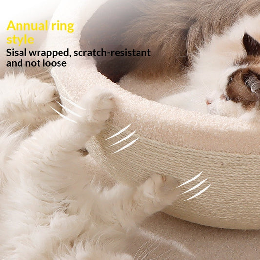 Lint-Free Sisal Rope Cat Scratcher Integrated With A Cat Bed