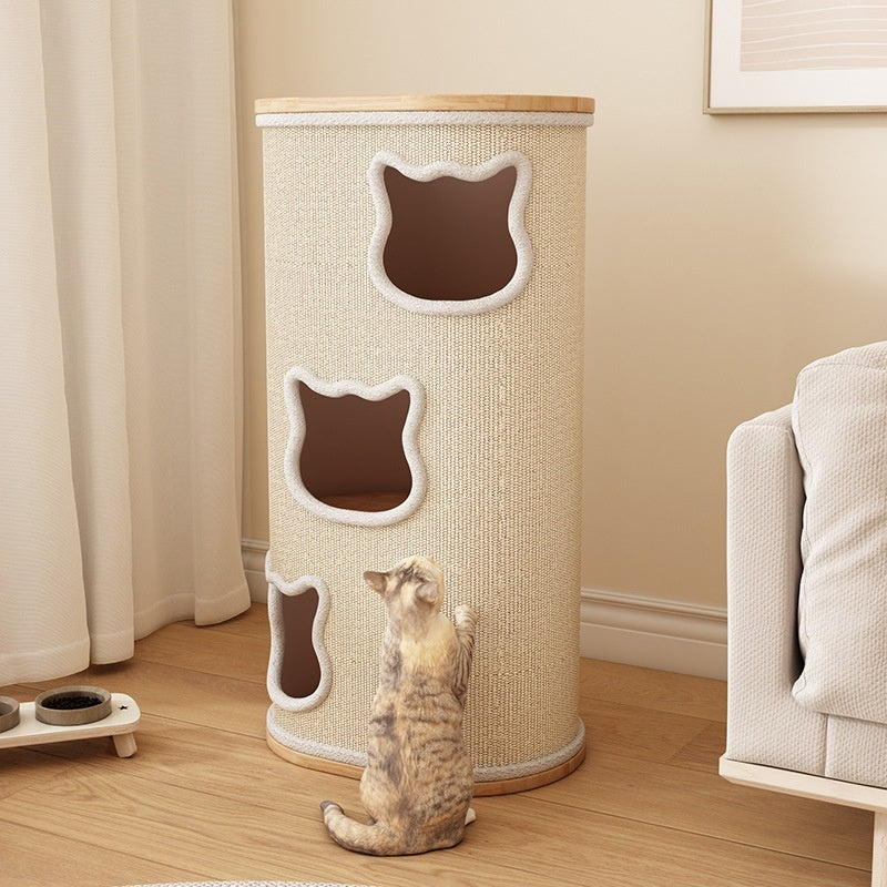 All-in-one Solid Wood Cat Tree Suitable For All Four Seasons