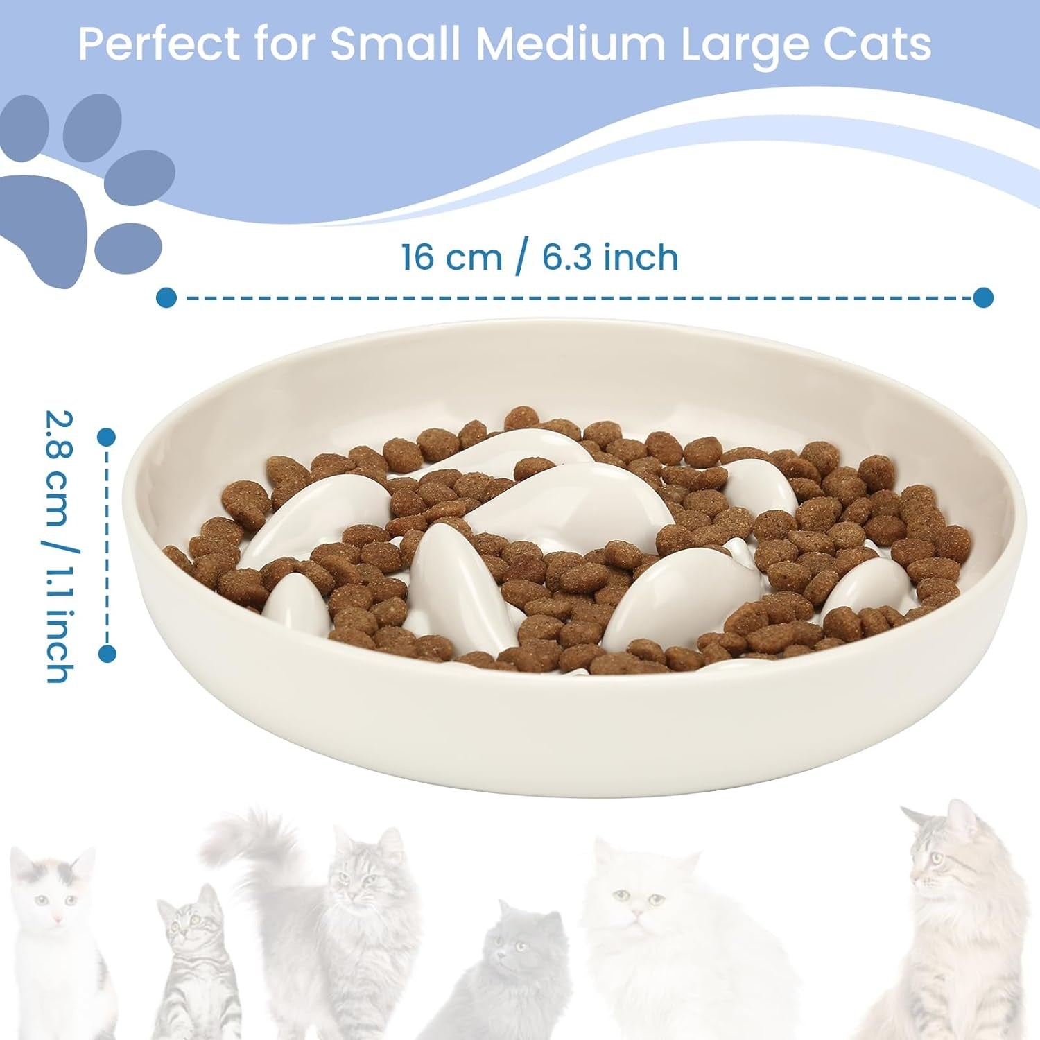 Cat Slow Feeding Bowl Anti-swallowing Healthy Diet Pet Food Bowl Non-slip Whale-shaped Raised Edge Anti-spill-over