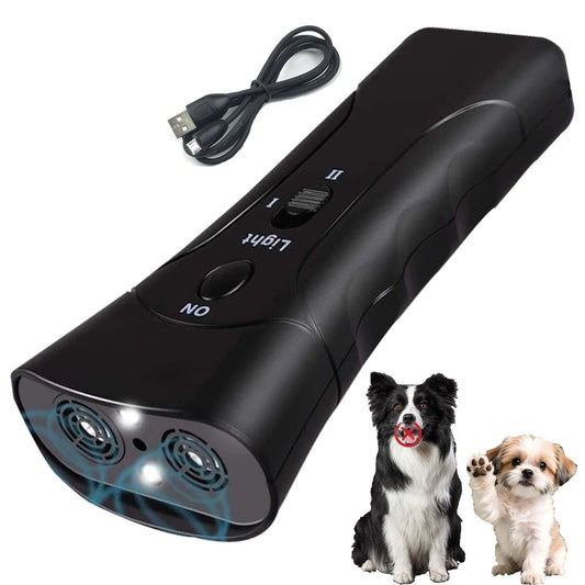 Trainer Ultrasonic For Dogs, Anti Barking Device, Portable Ultrasonic Dog Barking, Anti Barking Dog Training Device With Flashlight With LED Light, 3 Training Modes For Indoor Outdoor
