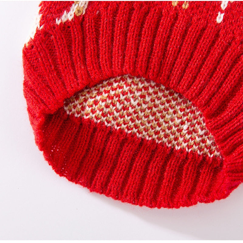 Thick And Warm Diamond-shaped Embroidered Cherry Small Flying Sleeve Sweaters For Dogs In Autumn And Winter, As Well As Pet Clothes For Small And Medium-sized Dogs And Cats