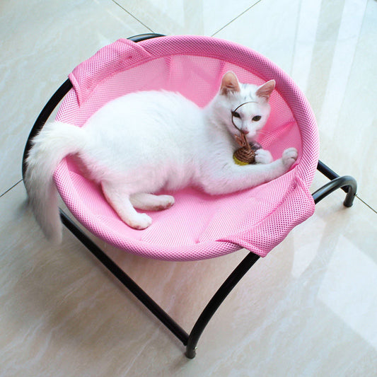 Cat Hammock Free-Standing Breathable Wood Frame Canvas Lounge