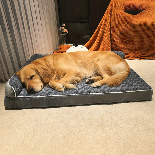 Removable And Washable L-Shaped Pet Sofa Dog Bed With Sponge Padding And Rose Velvet For Warmth - Majestic Pet Kingdom