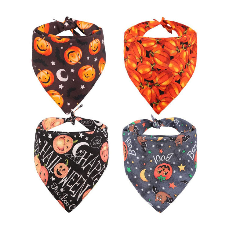 Double-Sided Halloween Pumpkin Dog Bandana