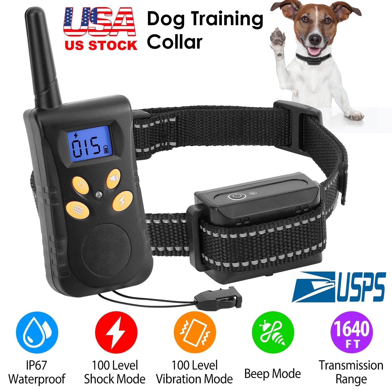 Dog Training Collar IPX7 Waterproof Pet Beep Vibration Electric Shock Collar Rechargeable Transmitter Receiver Trainer w/ Remote - Majestic Pet Kingdom