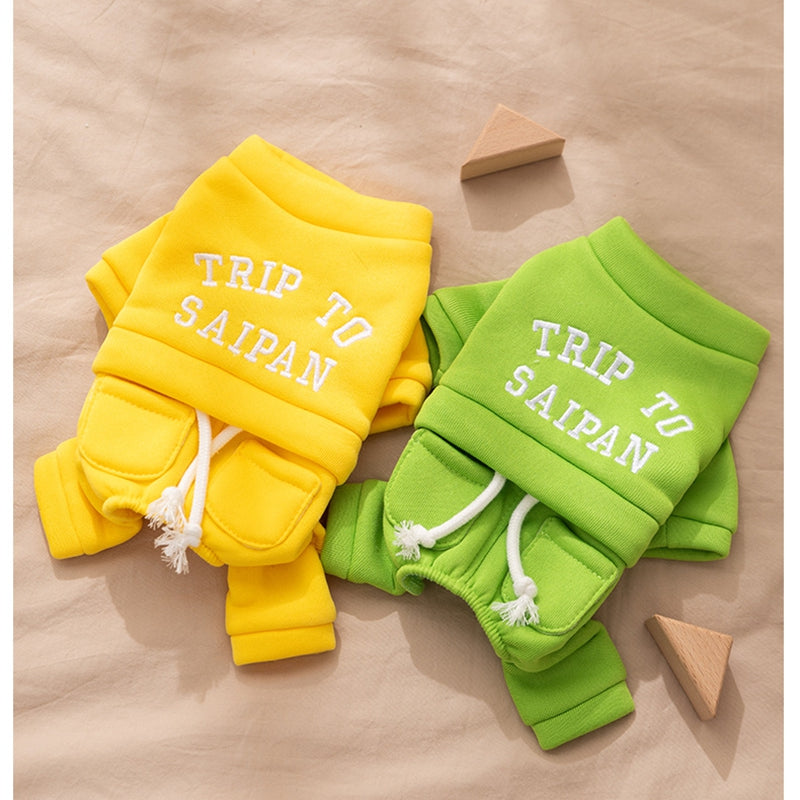 Puppy Clothes, Four-legged Warm Hoodie For Autumn And Winter, Thin Fleece Teddy Bear Cat Pet Clothes For Small And Medium-sized Dogs - Premium Pet Accessory