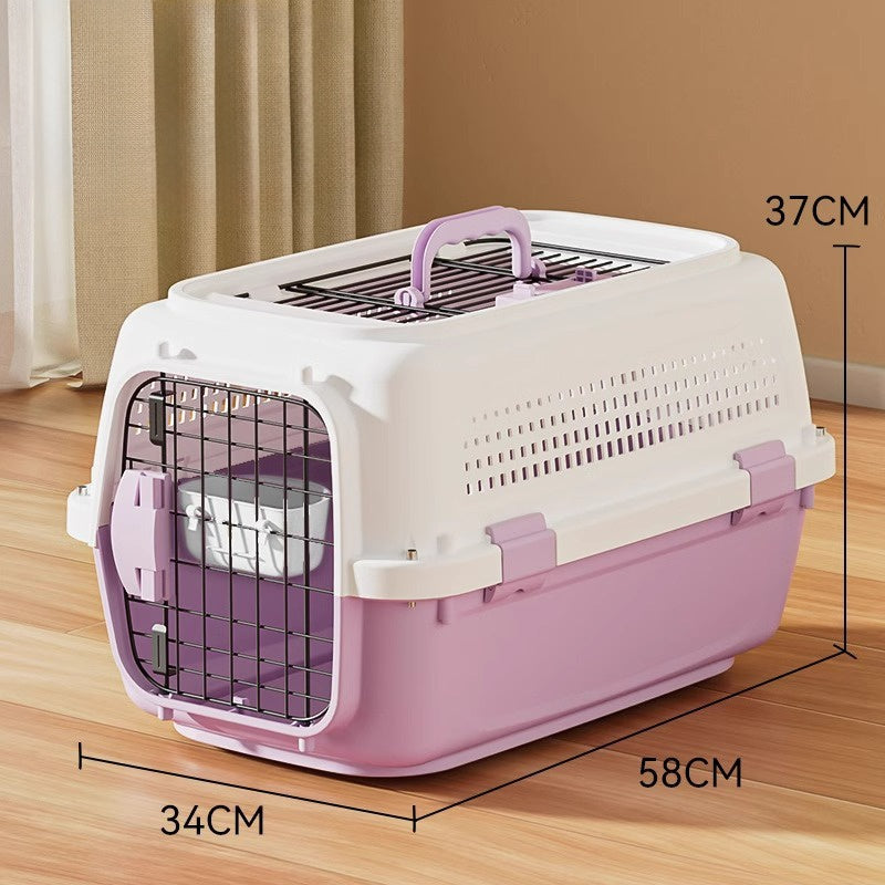 Sided Pet Carrier For Small Dogs & Cats, Airline Approved Travel Crate With Enhanced Security Latches, Front & Top Load Wire Door, Food Bowl For Traveling, Hiking, Camping | Purrfect Pet Kingdom