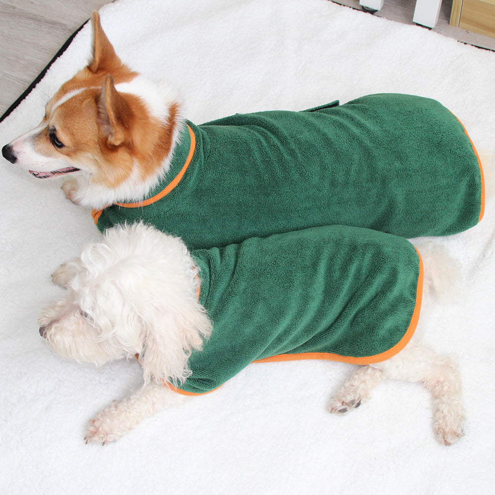 Absorbent Pet Bathrobe With Waist-wrapped Microfiber - Premium Pet Accessory