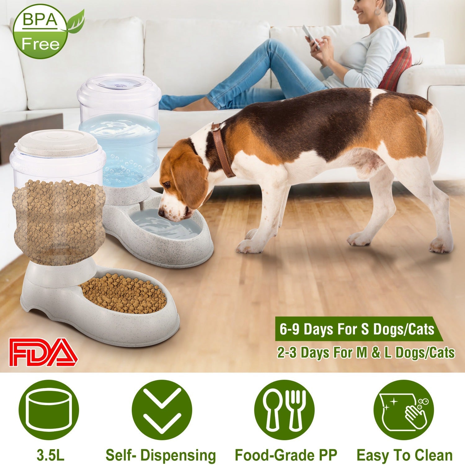 3.5L/1Gal Pet Water Dispenser Self-Dispensing Gravity Pets Water Feeder Automatic Pet Waterer Cat Dog - Majestic Pet Kingdom