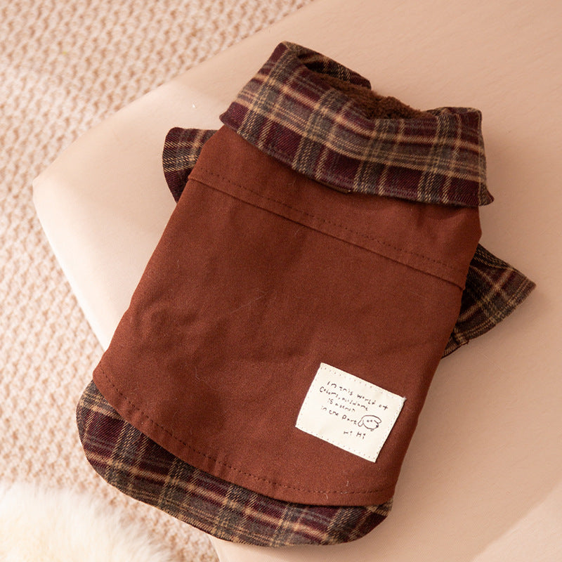 Autumn And Winter Dog Skirts With Check Patterns For Warmth, Cat Teddy Bichon Frise, High-end Custom Pet Clothing For Small And Medium-sized Dogs