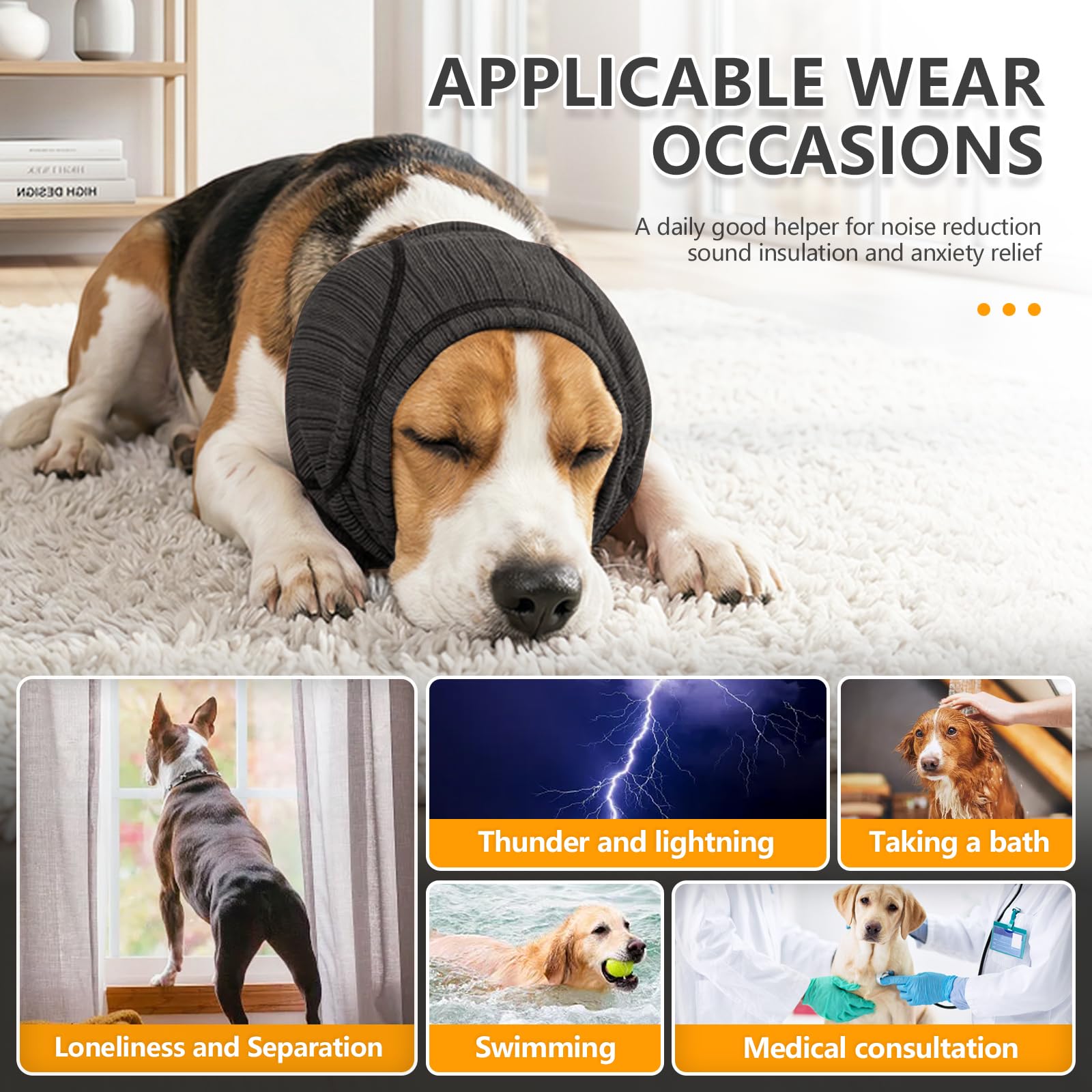 Soft Dog Ear Cover For Loud Noises,Thunderstorm&Fireworks-Dog Ear Wrap Hematoma For Ears Surgery Recovery Prevent Shaking, Scratching-Dogs Head Cover For Bathing, Grooming, Rainy Walks,Swimming - Majestic Pet Kingdom
