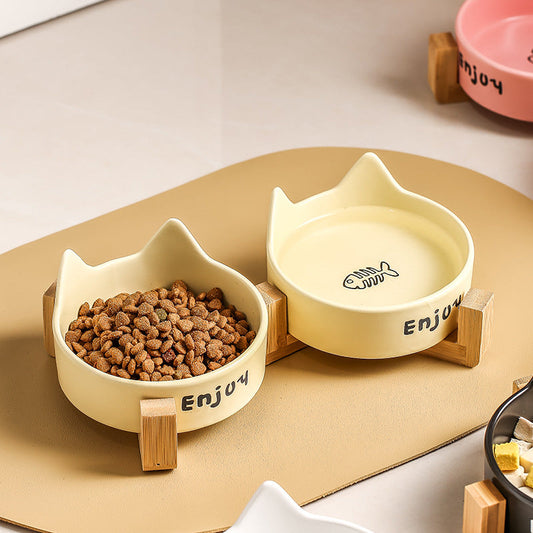 2-in-1 Cat Food Bowl Pet Water Bowl Anti-tumble - Majestic Pet Kingdom