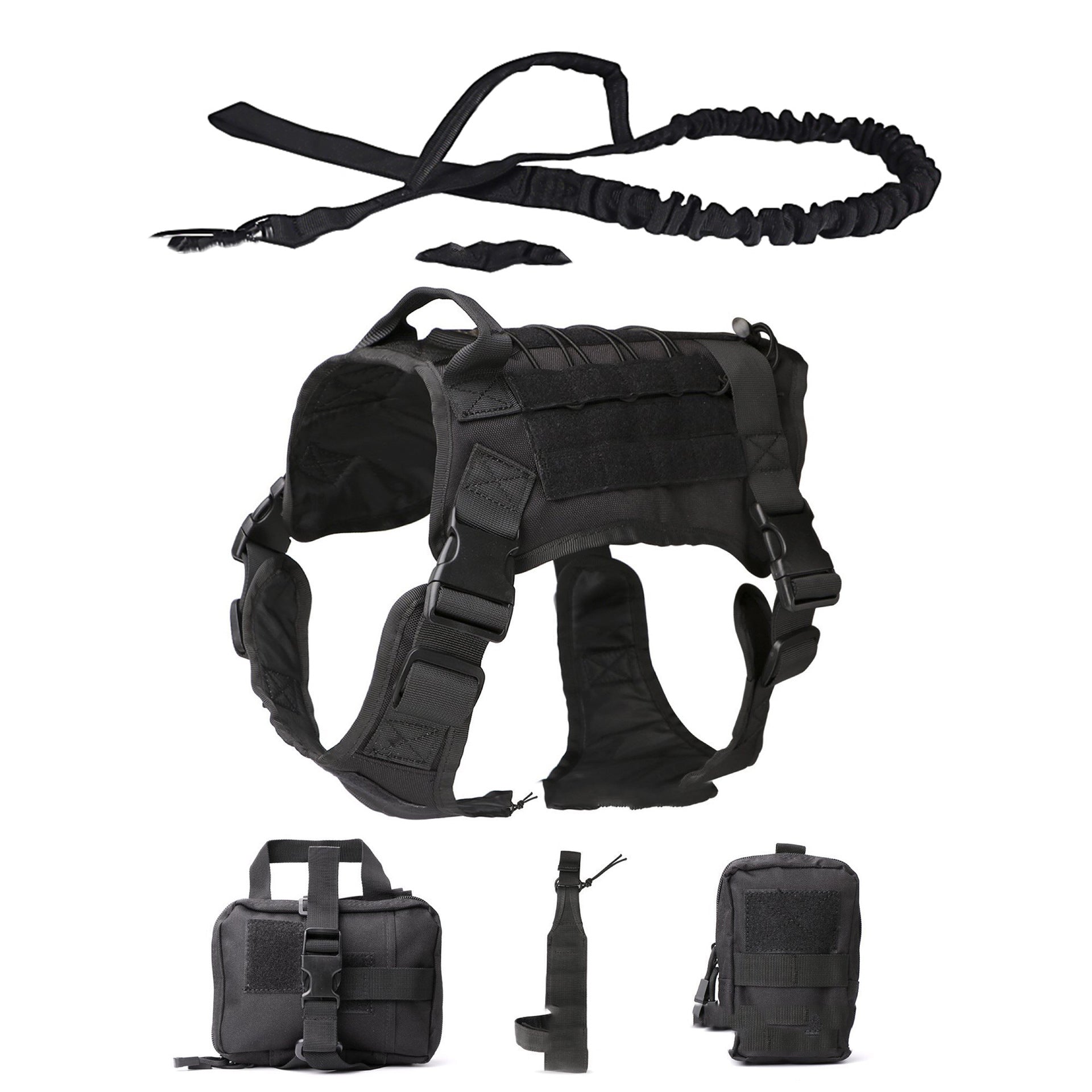 Dog Harness Tactical 5-Piece Military Training Vest Set Molle - Detail Angle 3 | Majestic Pet Kingdom