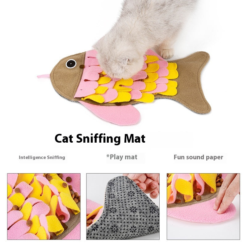 Fish-shaped Smell Blanket Training Cat Toy Food Bowl Toy - Majestic Pet Kingdom
