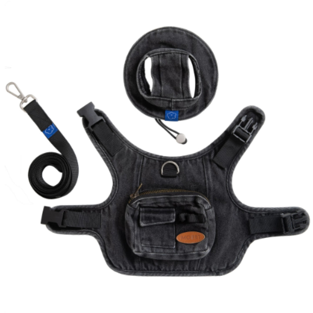 Adjustable Traction Vest And Fisherman's Hat Set For Walking A Cat In Devon. - Majestic Pet Kingdom