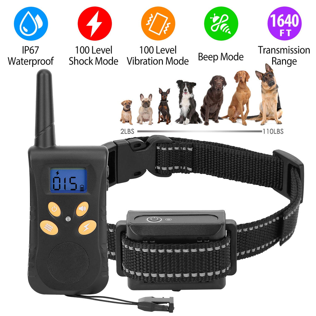 Dog Training Collar IPX7 Waterproof Pet Beep Vibration Electric Shock Collar Rechargeable Transmitter Receiver Trainer w/ Remote - Majestic Pet Kingdom