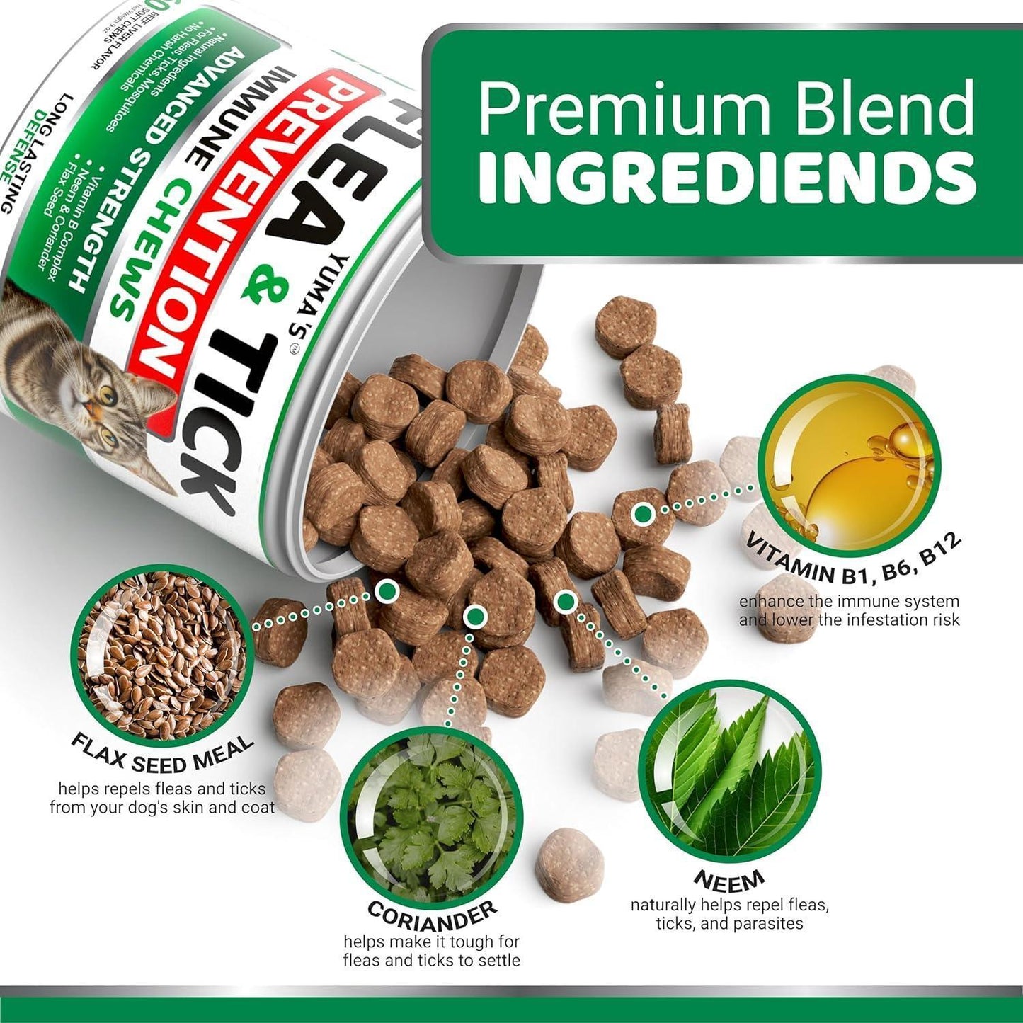 Flea & Tick Chews for Cats - Oral Health Supplement