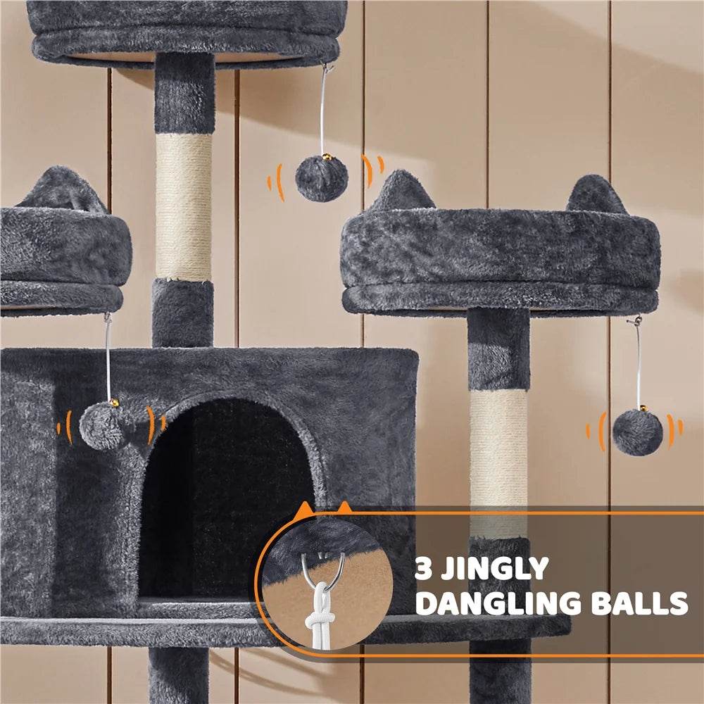 Renwick 69in Large Cat Tree Tower with Condos &amp; Scratching Board - Dark Gray - Majestic Pet Kingdom