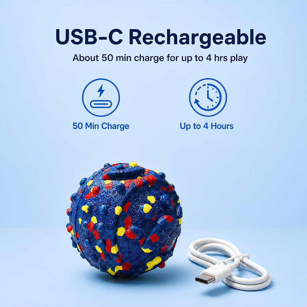 Smart Interactive Dog Toys For Large Dogs, 3.1 Inch Auto Lightweight Moving Dog Toy, Chew-Resistant E-TPU Interactive Dog Ball, IP54 Waterproof, USB-C Rechargeable, Indoor & Outdoor