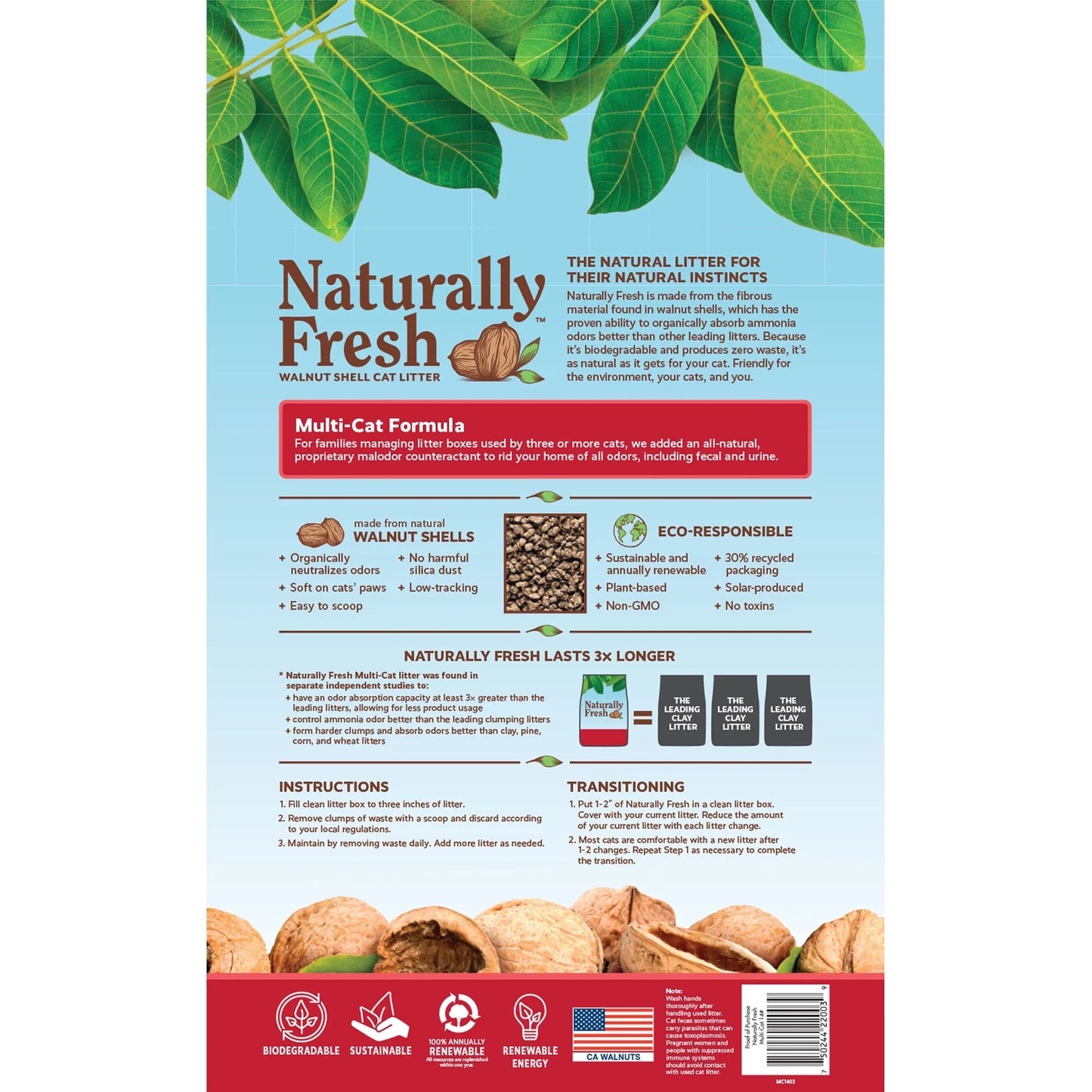 Cat Litter Naturally Fresh Multi-Cat Walnut Clumping 14lb Bag - Detail Angle 2 | Majestic Pet Kingdom