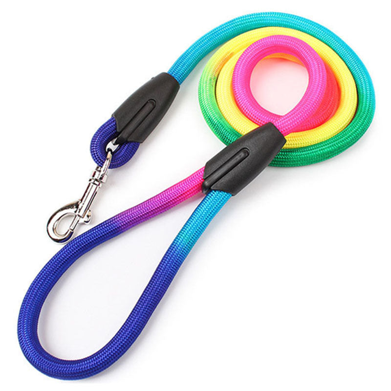 Dog Leash Colorful Braided Nylon Round Rope Walking Hand Lead - Detail Angle 6 | Majestic Pet Kingdom