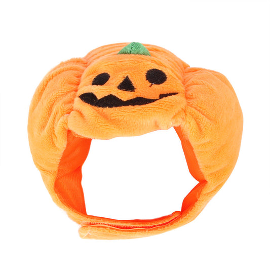 Dog Hat Halloween Pumpkin Costume Soft Fleece Headwear Cap - Detail Angle 2 | Majestic Pet Kingdom